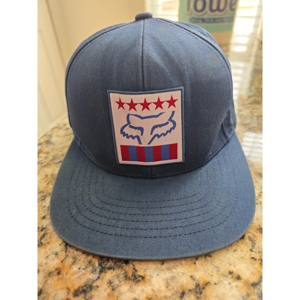 Fox Racing Snapback‎ Hat Blue OSFA Men's Flat Brim Trucker Style